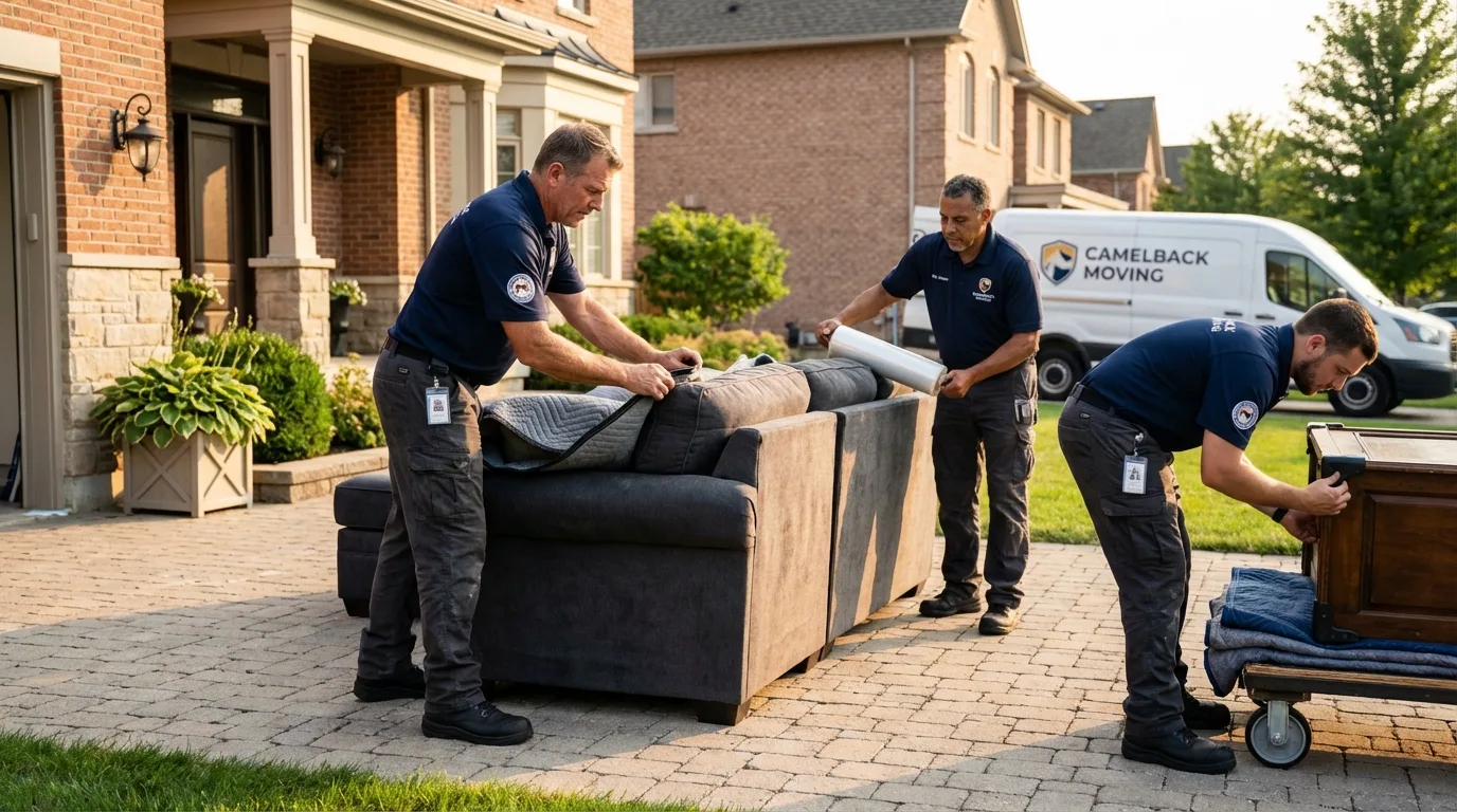 Large estate moving crew wrapping furniture in Lexington, OK
