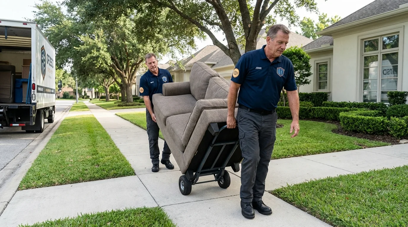 Local residential moving crew loading furniture in Lexington, OK
